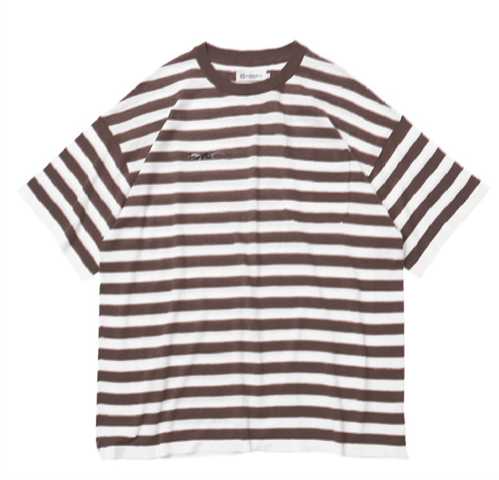 Evisen T-shirt "Hot Rat Border" brown/white